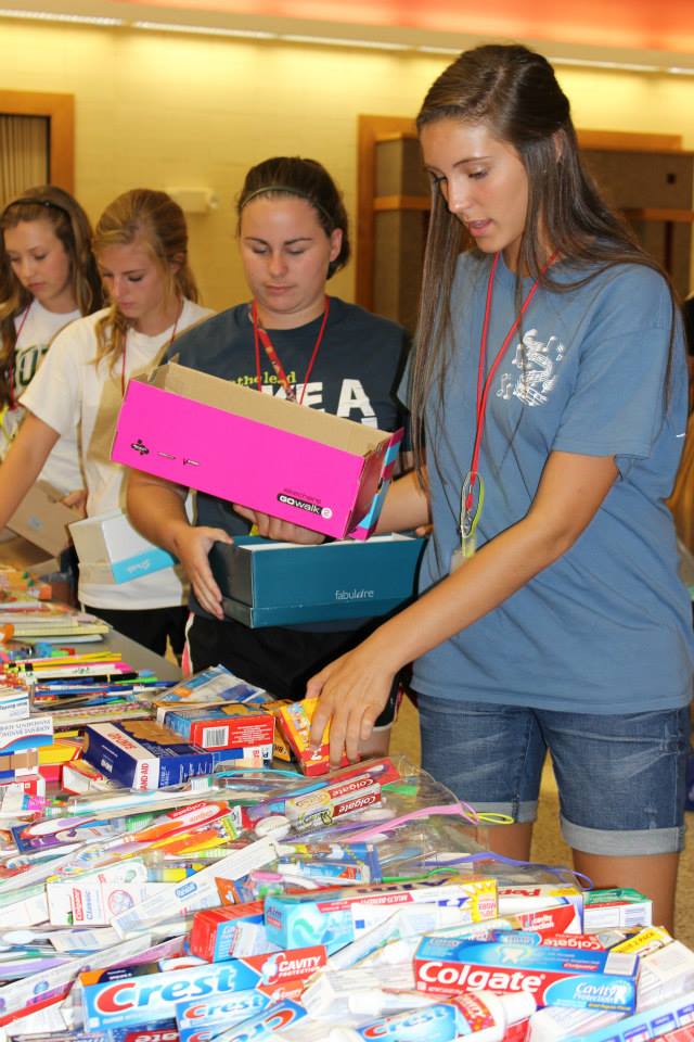 Another service project- Creating personal hygiene boxes for those in various half-way houses.