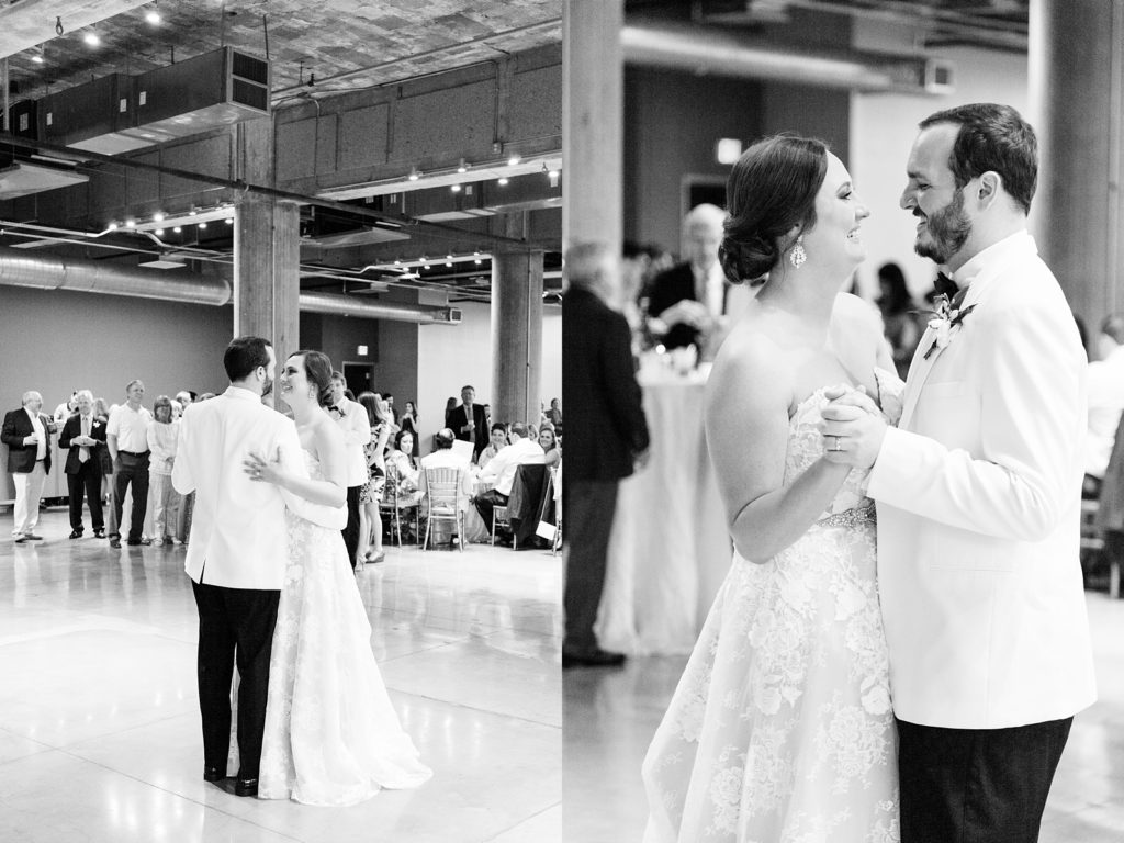 Bride and Groom dance at 601 Spring