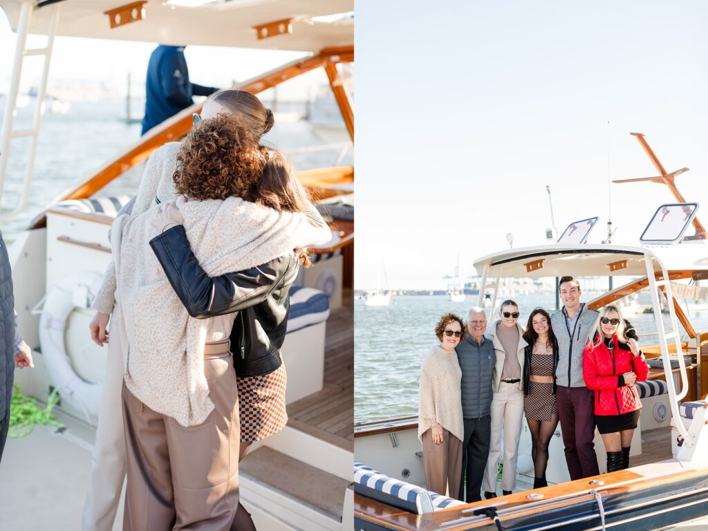 Family waiting for engaged couple at Daniel Island Yacht Club; Charleston, South Carolina