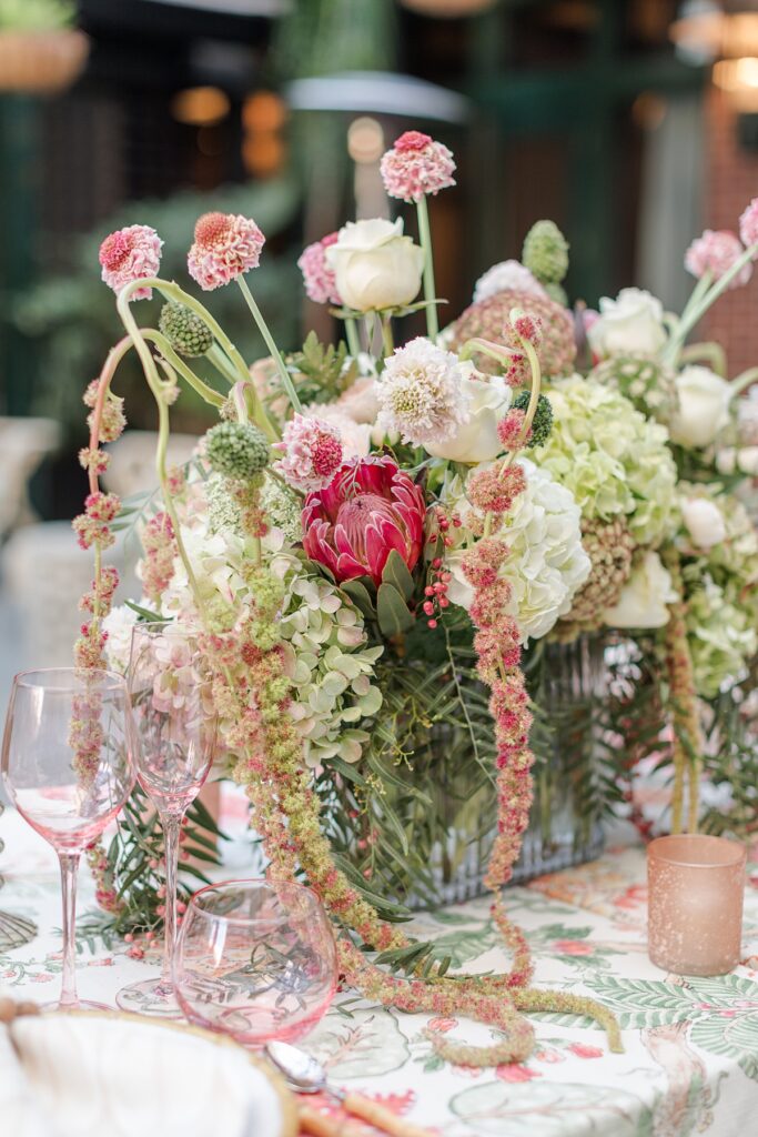 pink and green florals at Hotel Emeline, Charleston, South Carolina
