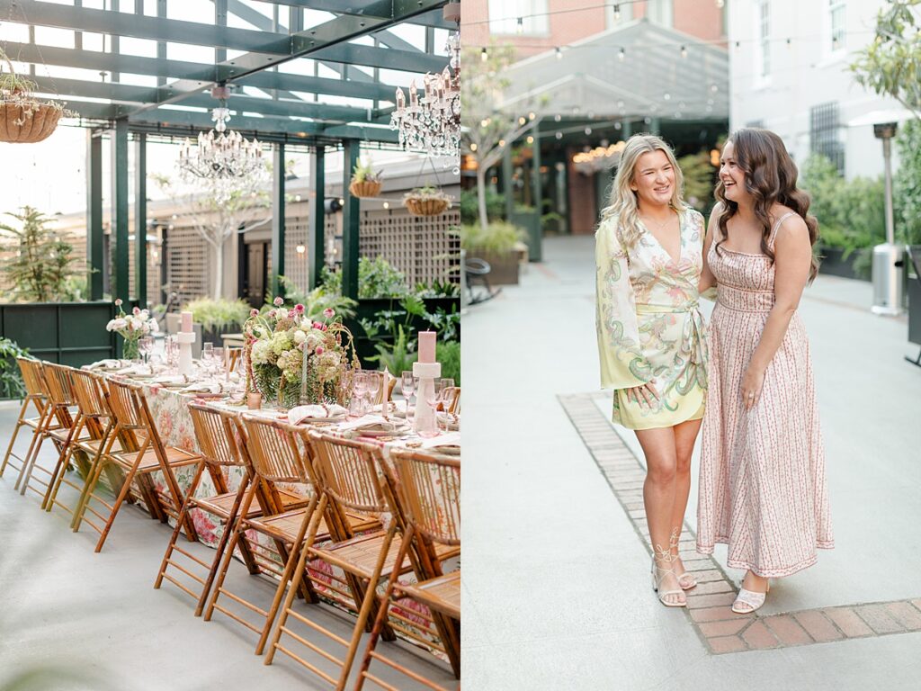 pink and green tablescape at Hotel Emeline, Charleston, South Carolina