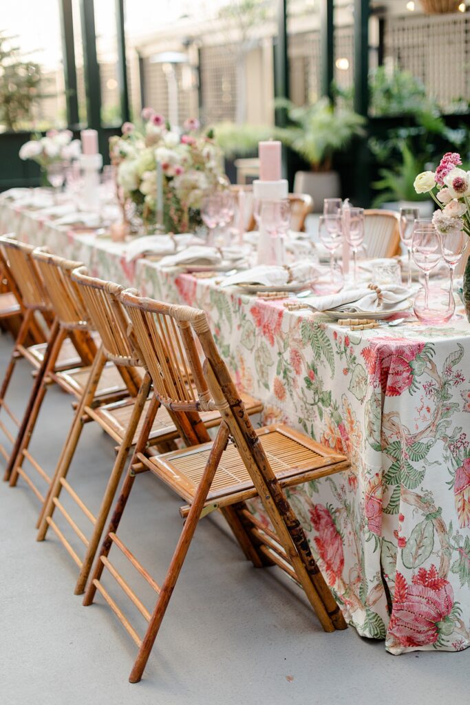 pink and green tablescape at Hotel Emeline, Charleston, South Carolina